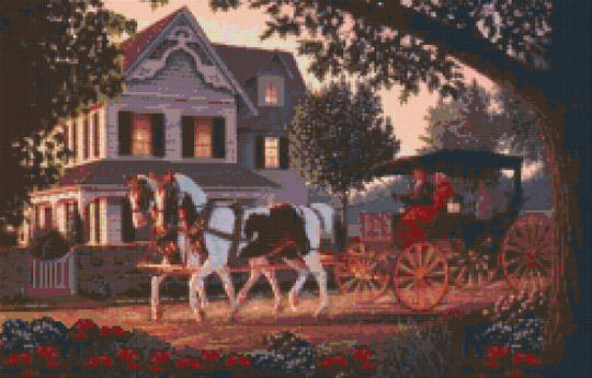 U.S.A. Victorian House And Horse Drawn Carriage Twenty [20] Baseplates PixelHobby Mini-mosaic Art Kit